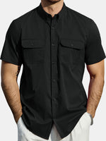 Camisa informal con botones y bolsillo liso para hombre