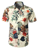 Camisa hawaiana tropical de algodón con estampado floral para hombre