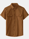 Camisa informal con botones y bolsillo liso para hombre
