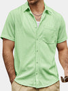 Camisa informal de manga corta para playa de verano con diseño de gofre para hombre
