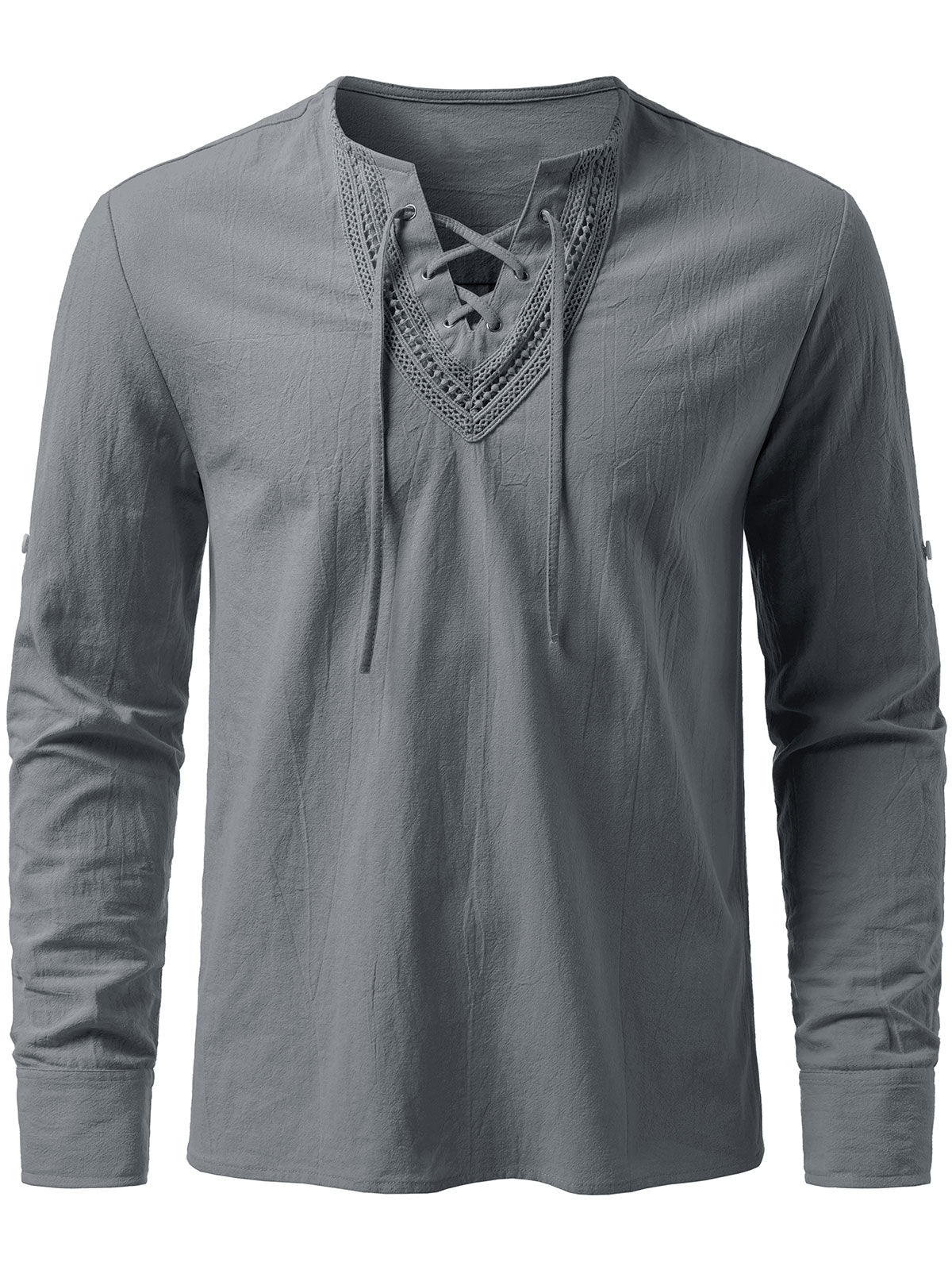 Men’s Pirate Viking Halloween Costume Gothic Steampunk Retro Long Sleeve Lace Up Shirts