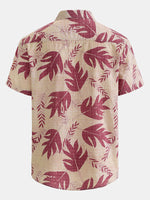 Camisa hawaiana de manga corta transpirable con estampado de hojas para hombre