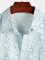 Camisa casual de algodón con estampado floral para hombre