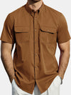 Camisa informal con botones y bolsillo liso para hombre