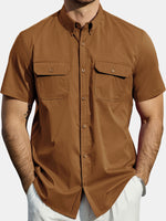 Camisa informal con botones y bolsillo liso para hombre