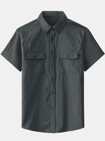 Camisa informal con botones y bolsillo liso para hombre