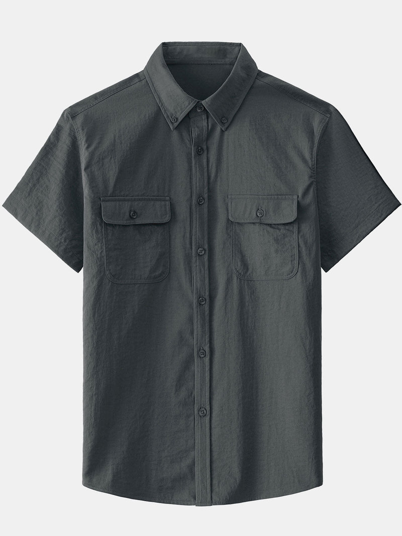 Camisa informal con botones y bolsillo liso para hombre