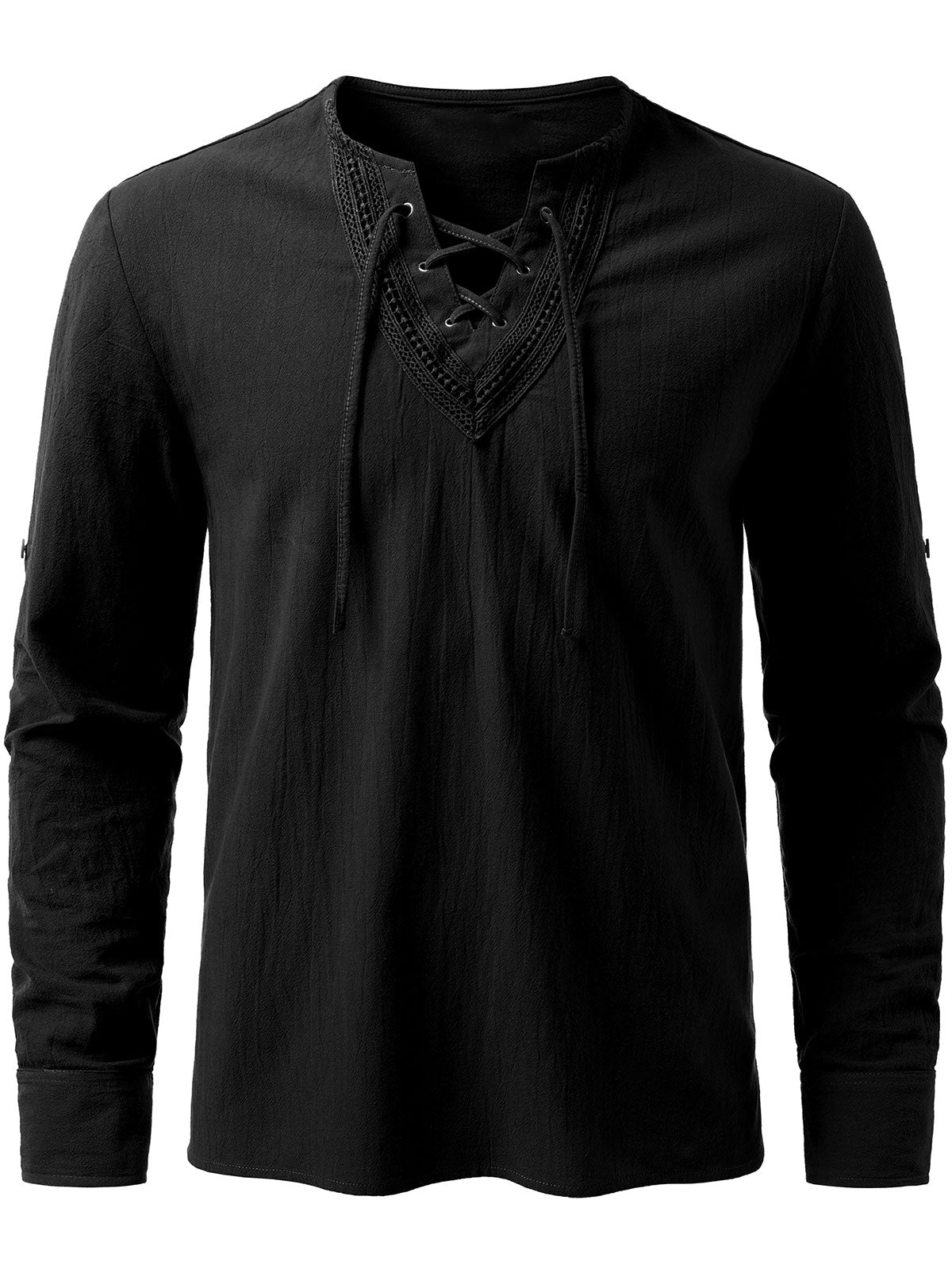 Men’s Pirate Viking Halloween Costume Gothic Steampunk Retro Long Sleeve Lace Up Shirts