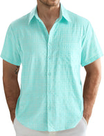Camisa hawaiana informal a cuadros para hombre, ideal para vacaciones de verano en la playa
