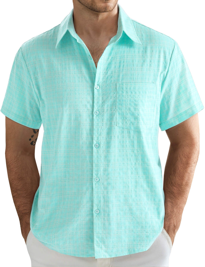 Camisa hawaiana informal a cuadros para hombre, ideal para vacaciones de verano en la playa