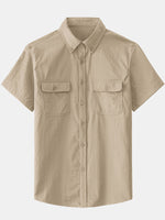 Camisa informal con botones y bolsillo liso para hombre
