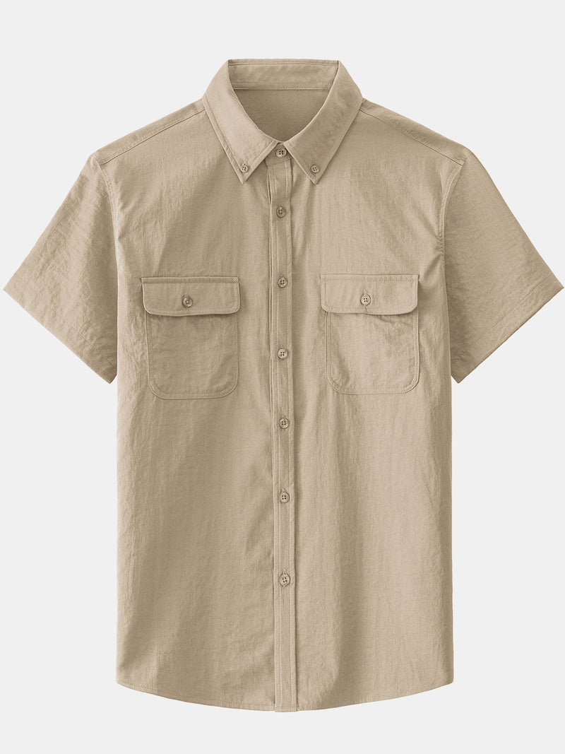 Camisa informal con botones y bolsillo liso para hombre