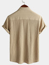 Camisa informal de manga corta con bolsillo de color liso de verano para hombre