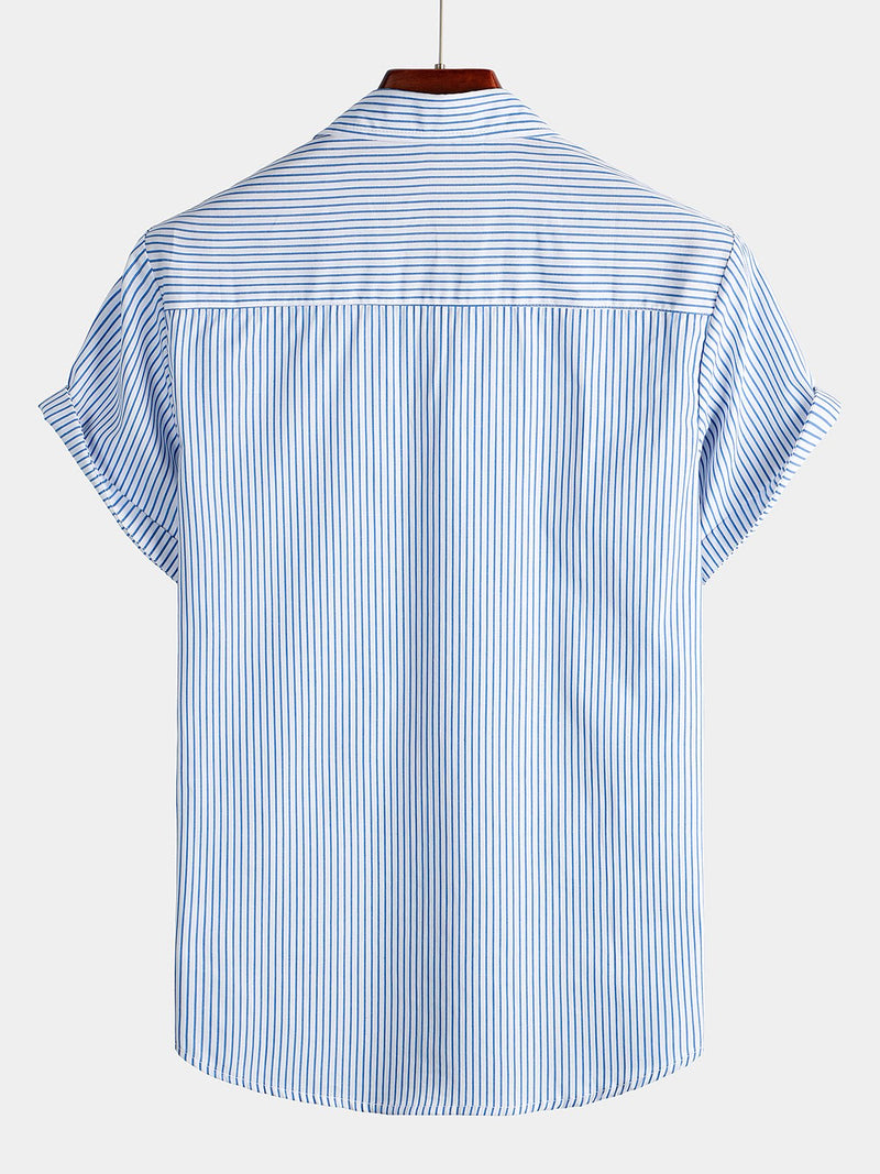 Camisa de botones de manga corta con bolsillo para hombres ideal para uso casual