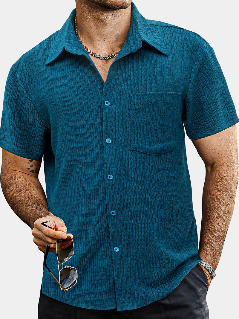 Camisa informal de manga corta con bolsillo de verano para hombre