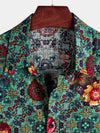 Camisa hawaiana de algodón de manga corta con estampado floral vintage para hombres ideal para el verano