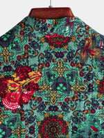 Camisa hawaiana de manga corta de algodón con estampado floral vintage para hombres ideal para el verano