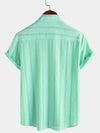 Camisa informal de manga corta con bolsillo a rayas de verano para hombre