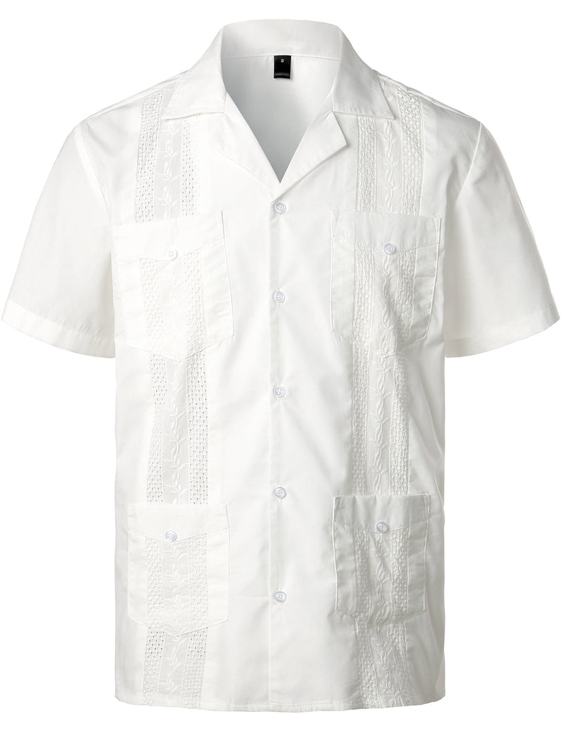 Conjunto de camisa y pantalones cortos a juego de guayabera cubana de manga corta con botones para hombres en tallas grandes