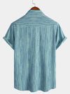 Camisa de manga corta transpirable con bolsillo y rayas negras para hombre