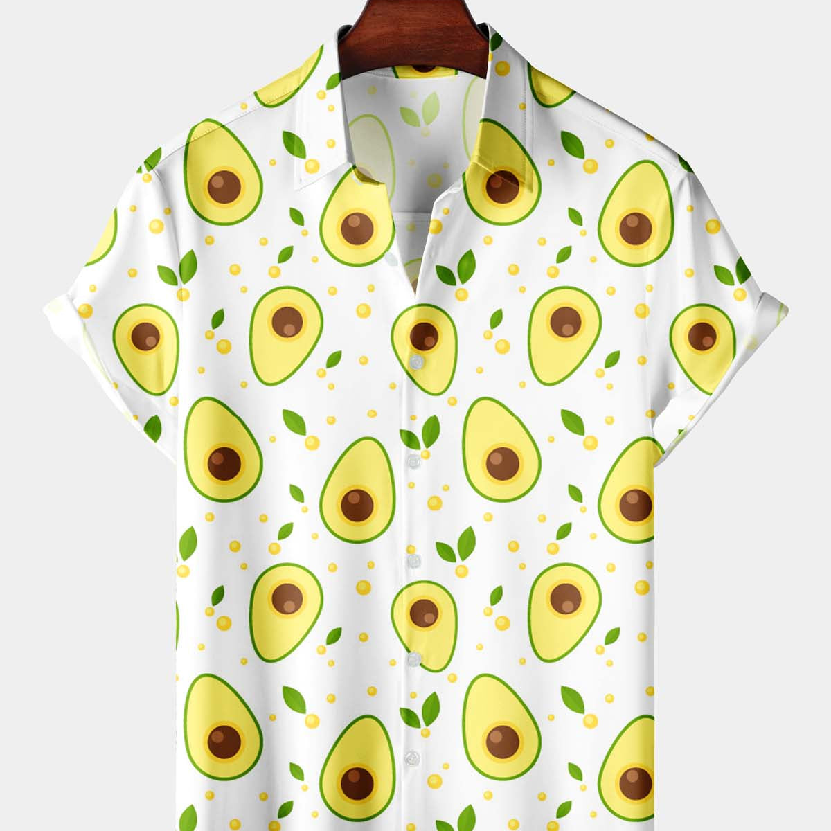 Men's Casual Avocado White Short Sleeve Shirt