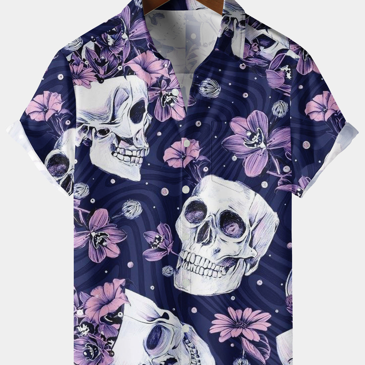 Men's Purple Daily Casual Skull Short Sleeve Shirt
