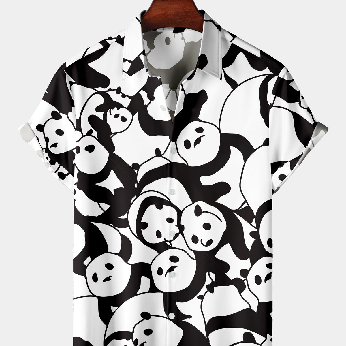 Men's Cartoon Casual Panda Short Sleeve Shirt