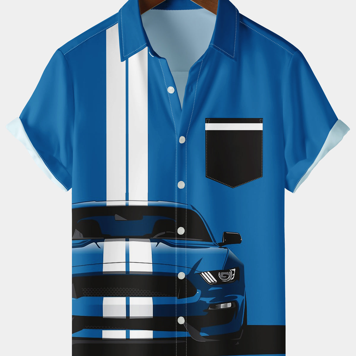Men's Casual Luxury Car Stripe Stitching Short Sleeve Shirt