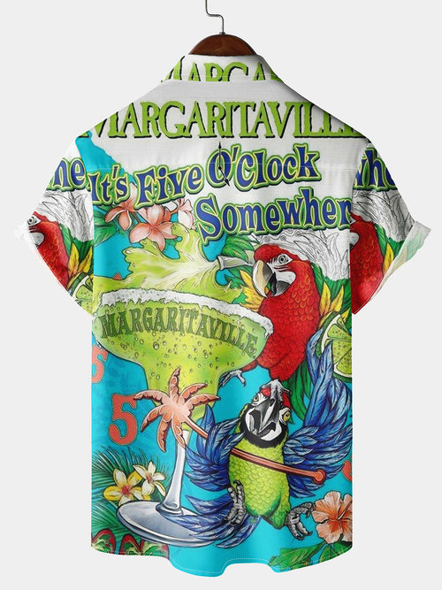 Margaritaville Men's It's 5 o' Clock Somewhere Short Sleeve Pocket