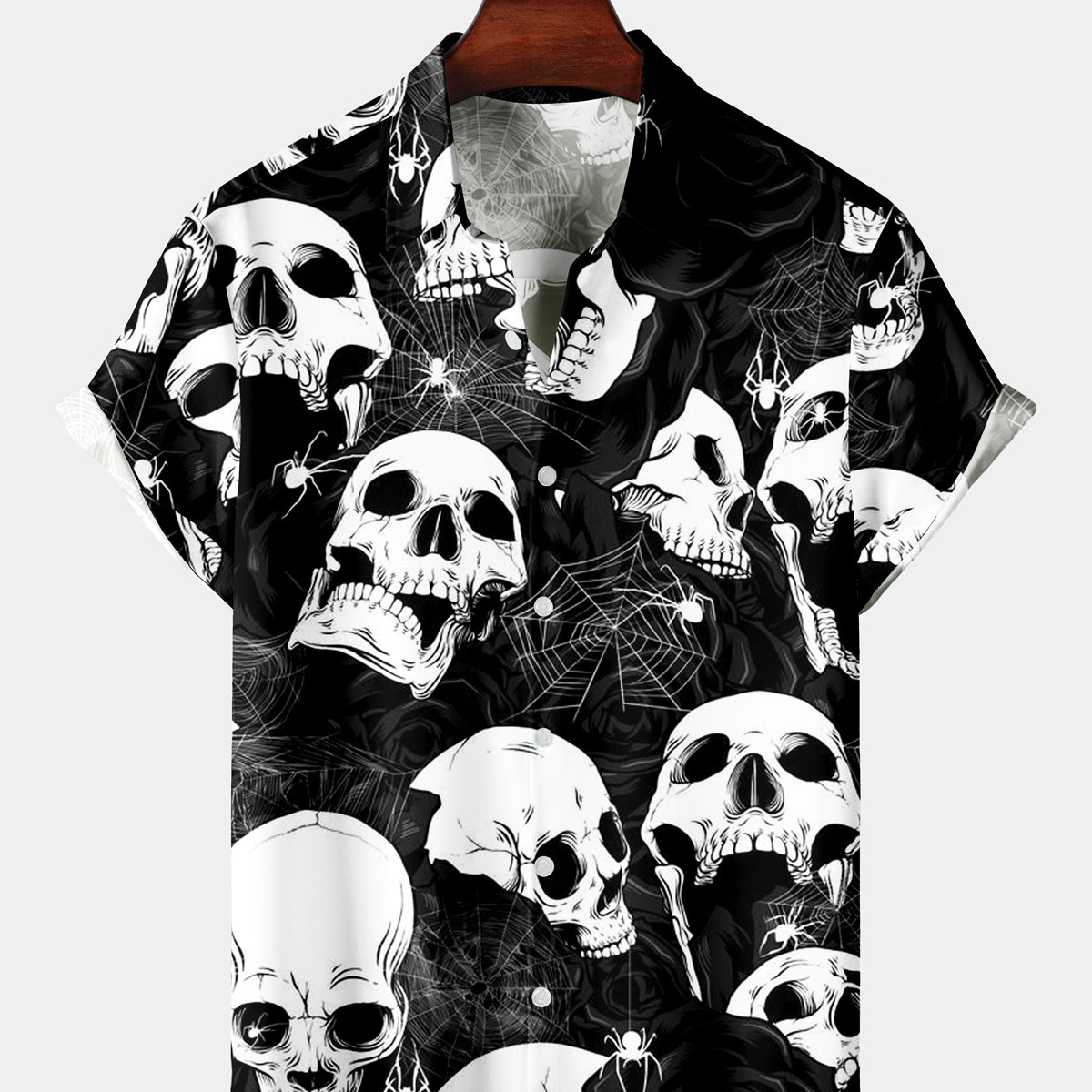 Men's Fashion Skull Spiderweb Diablo Short Sleeve Shirt