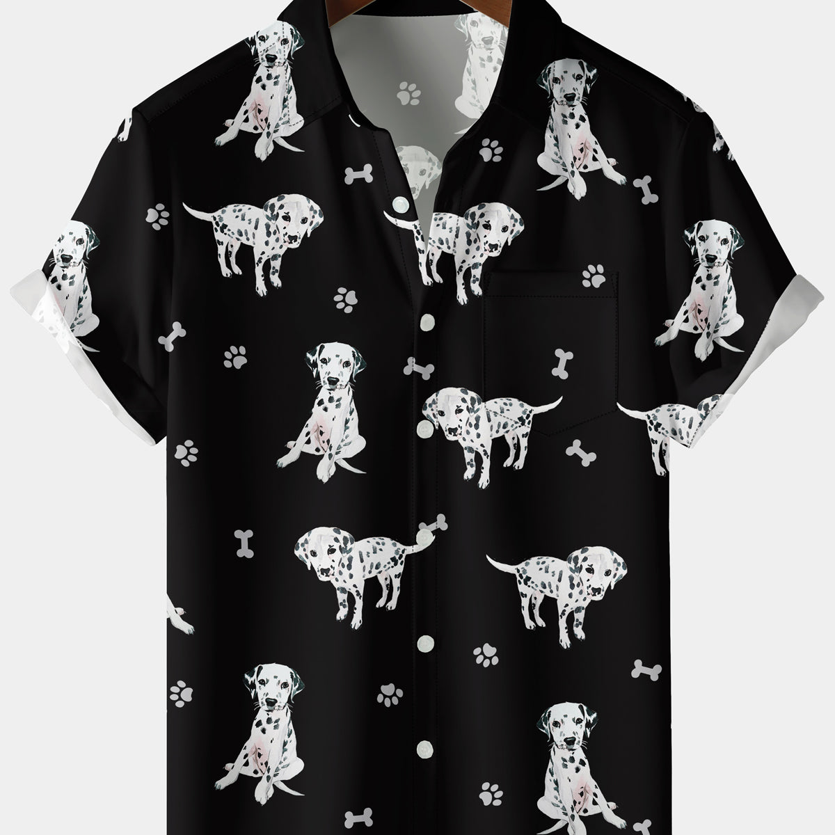 Men's Cute Dalmatians Print Short Sleeve Shirt