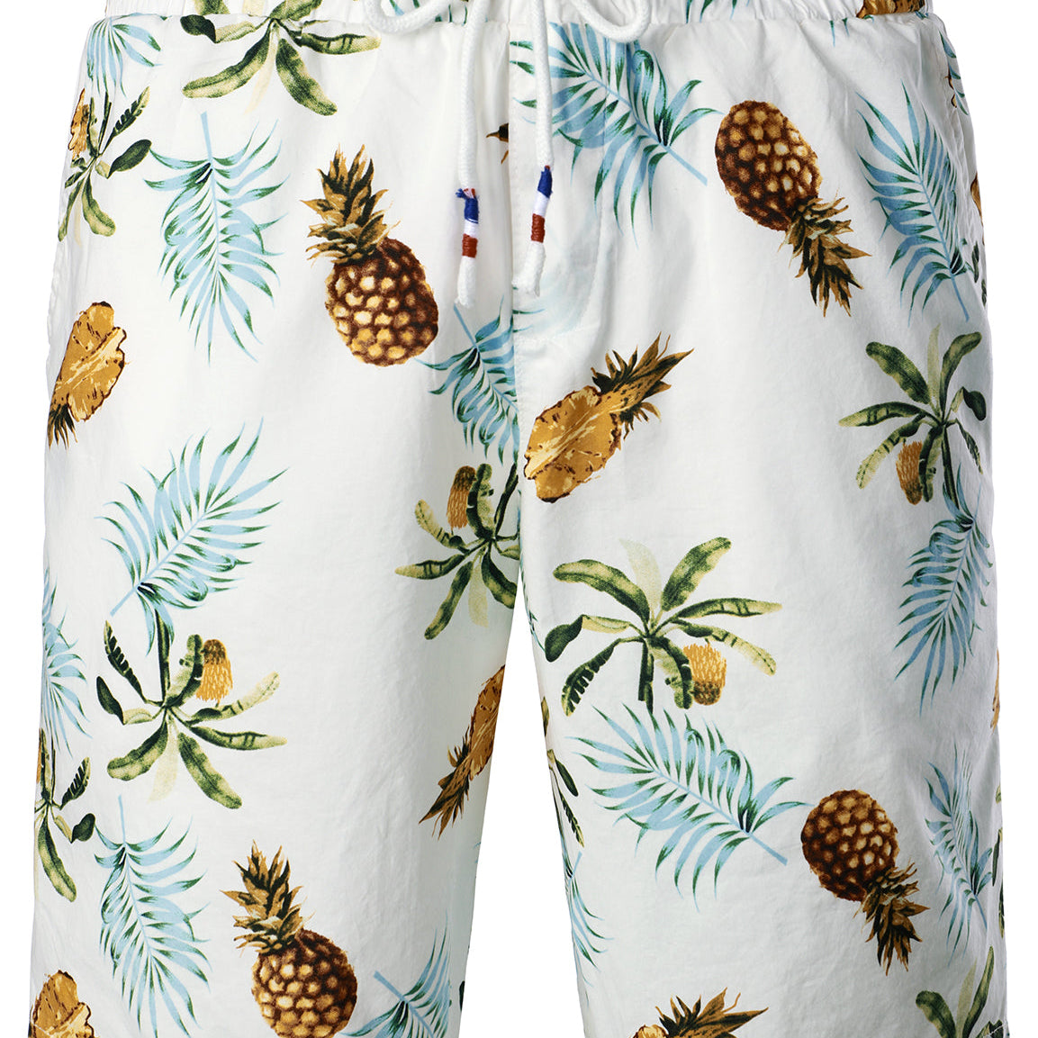 Men's Breathable Cotton Pineapple Print Beach Hawaiian Aloha Summer Shorts