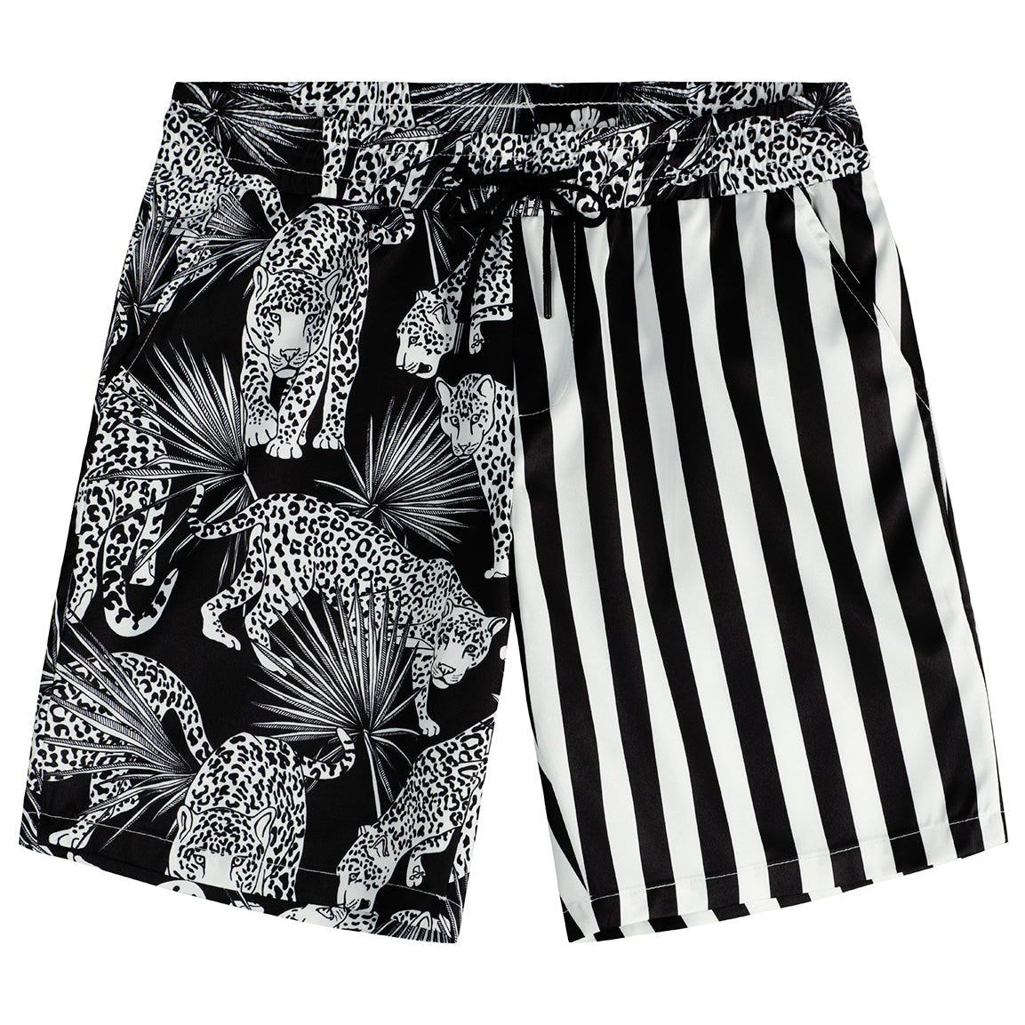 Men's Tiger and Black Striped Animal Beach Hawaiian Aloha Shorts