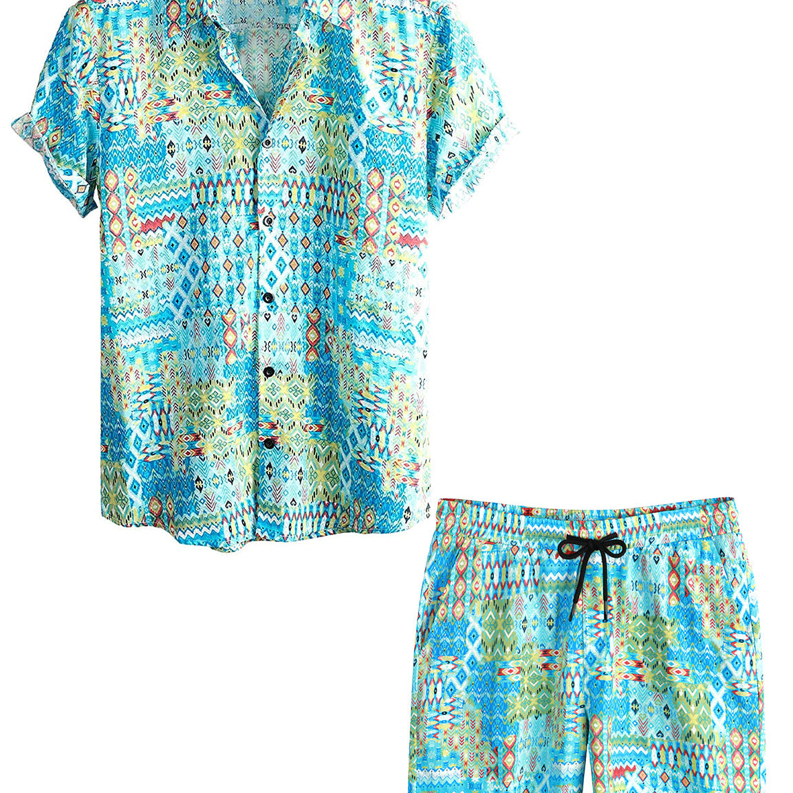 Men's Vintage Casual Hawaiian Shirts&Shorts Set